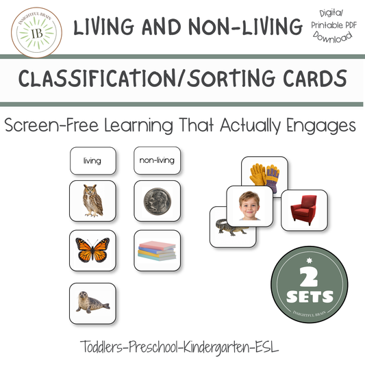 Living & Non-Living Sorting Cards | Real Photo Printable Activity | Ages 3–6