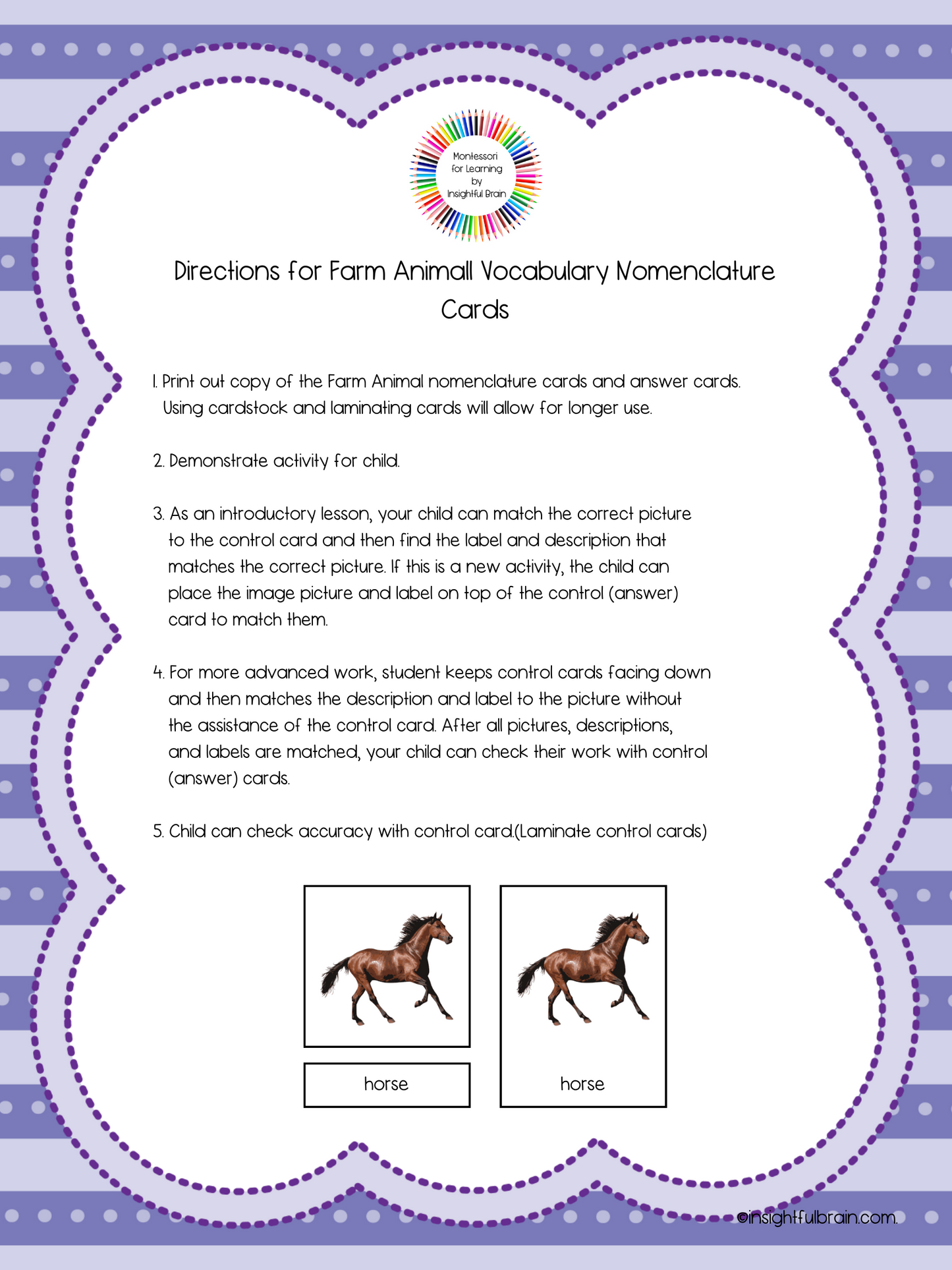 Farm Animal Vocabulary Nomenclature Cards