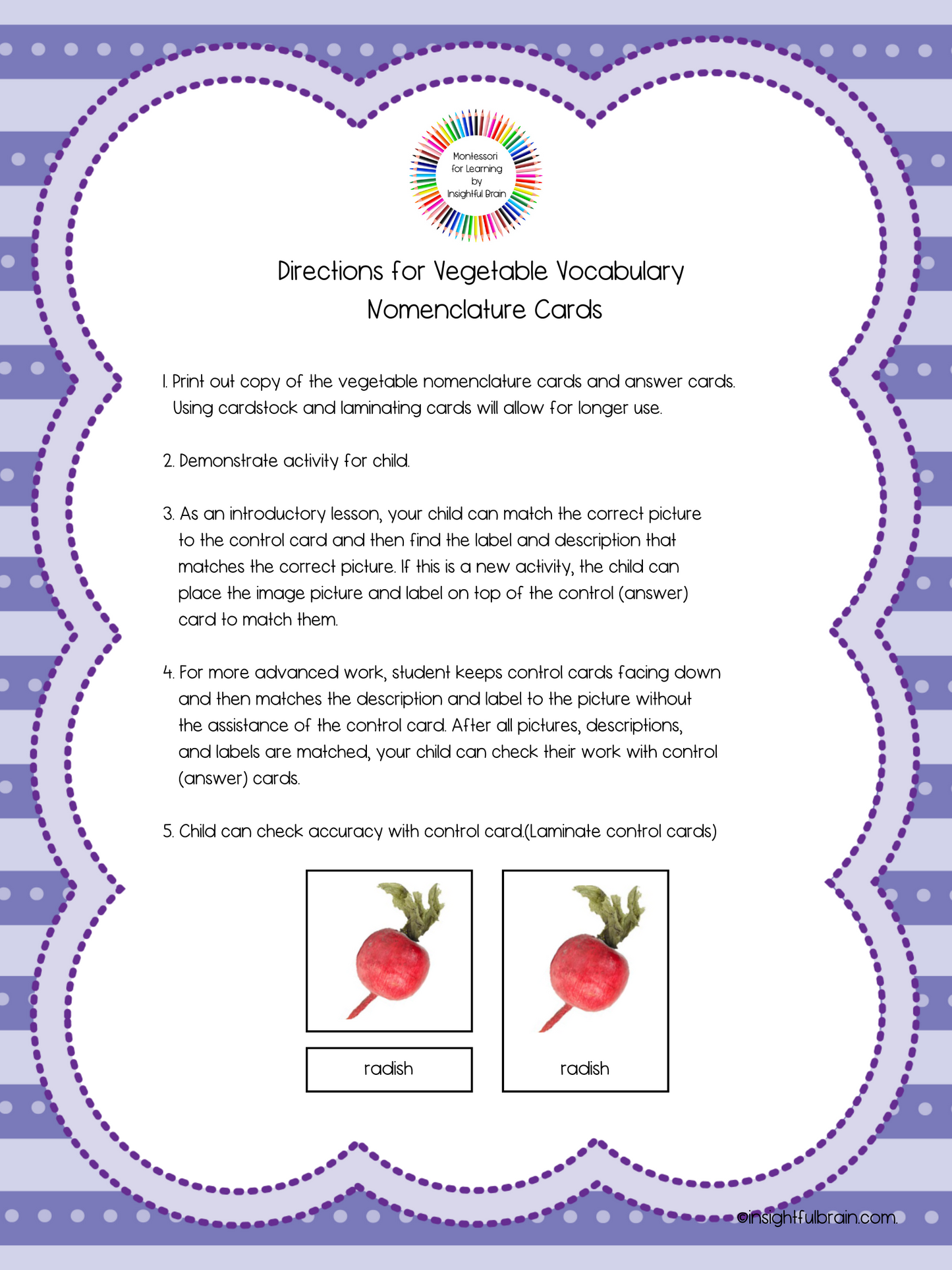 Vegetable Vocabulary Nomenclature Cards