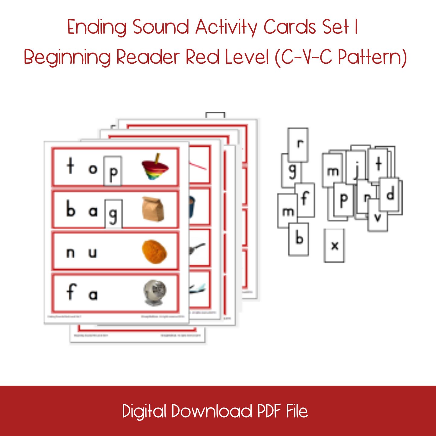 Printable Ending Sound Activity Cards Set1, montessori Printable Ending Sound Activity Cards Set1, homeschool Printable Ending Sound Activity Cards Set1, printable ESL Ending Sound Activity Cards Set1, printable ELL Ending Sound Activity Cards Set1, printable kindergarten Ending sound actcivity, English language learners