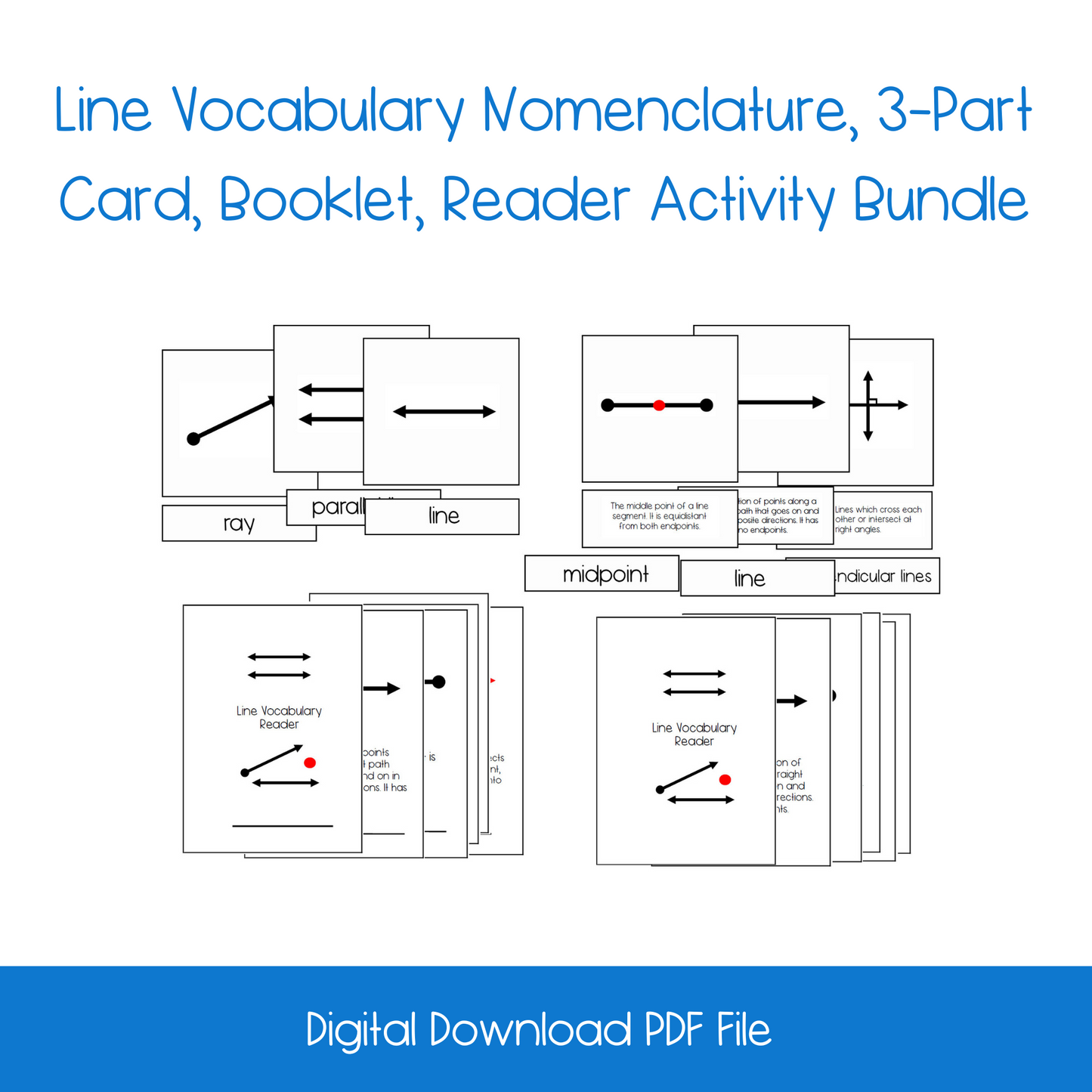 Line Vocabulary Nomenclature, 3-Part Card, Booklet, Reader Activity Bundle