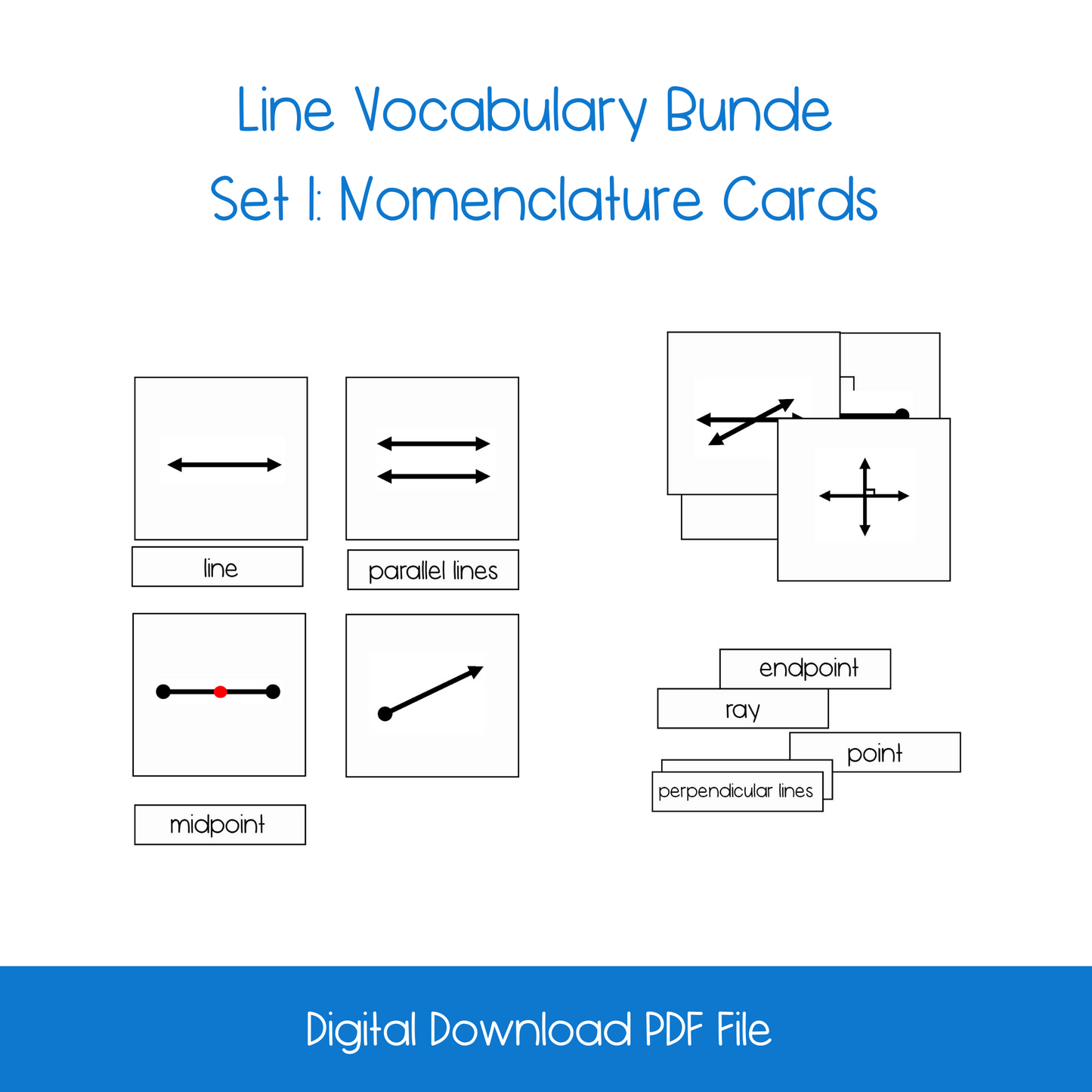 Line Vocabulary Nomenclature, 3-Part Card, Booklet, Reader Activity Bundle
