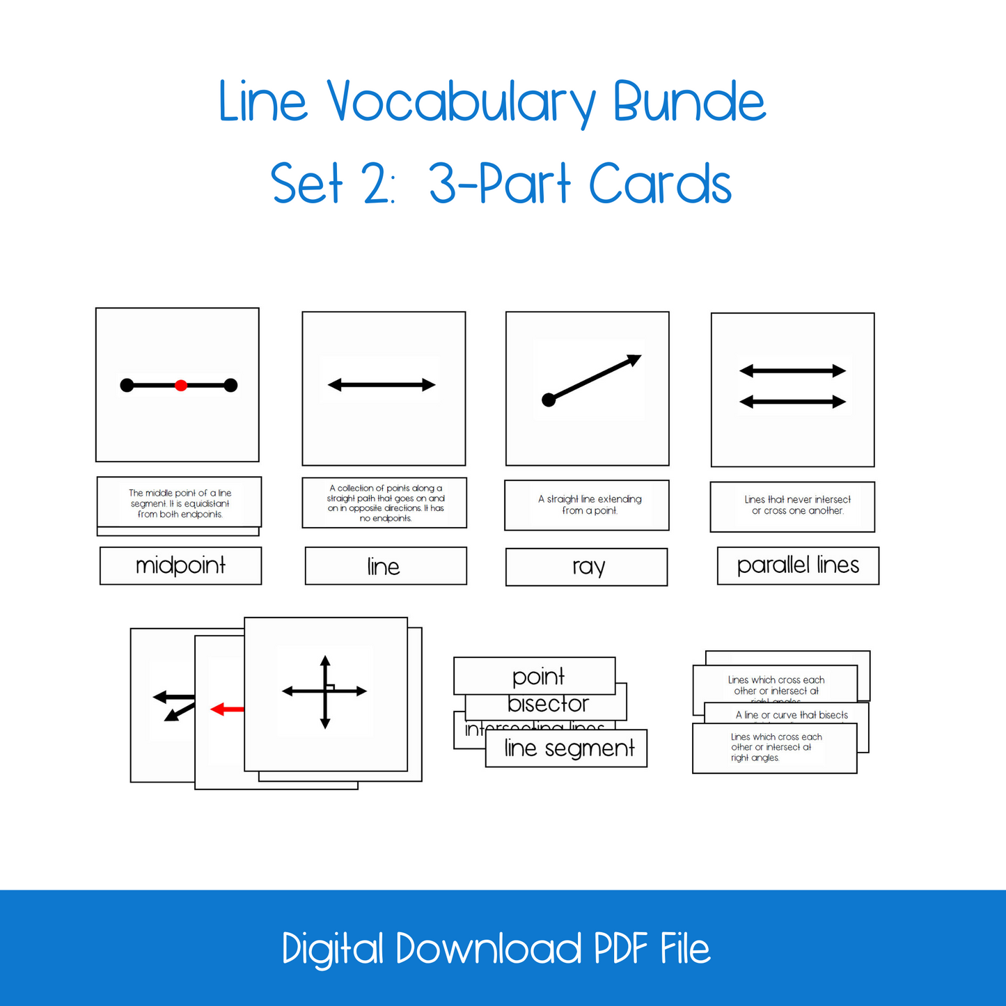 Line Vocabulary Nomenclature, 3-Part Card, Booklet, Reader Activity Bundle