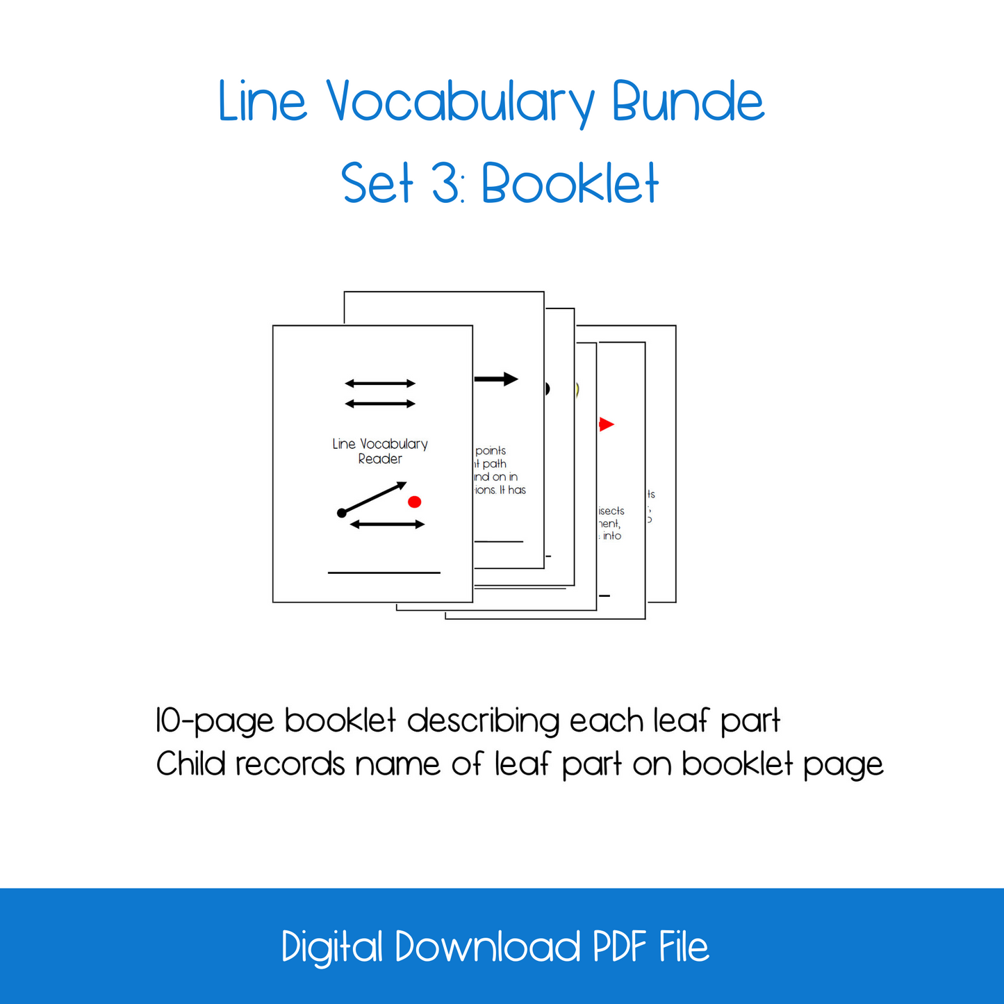 Line Vocabulary Nomenclature, 3-Part Card, Booklet, Reader Activity Bundle