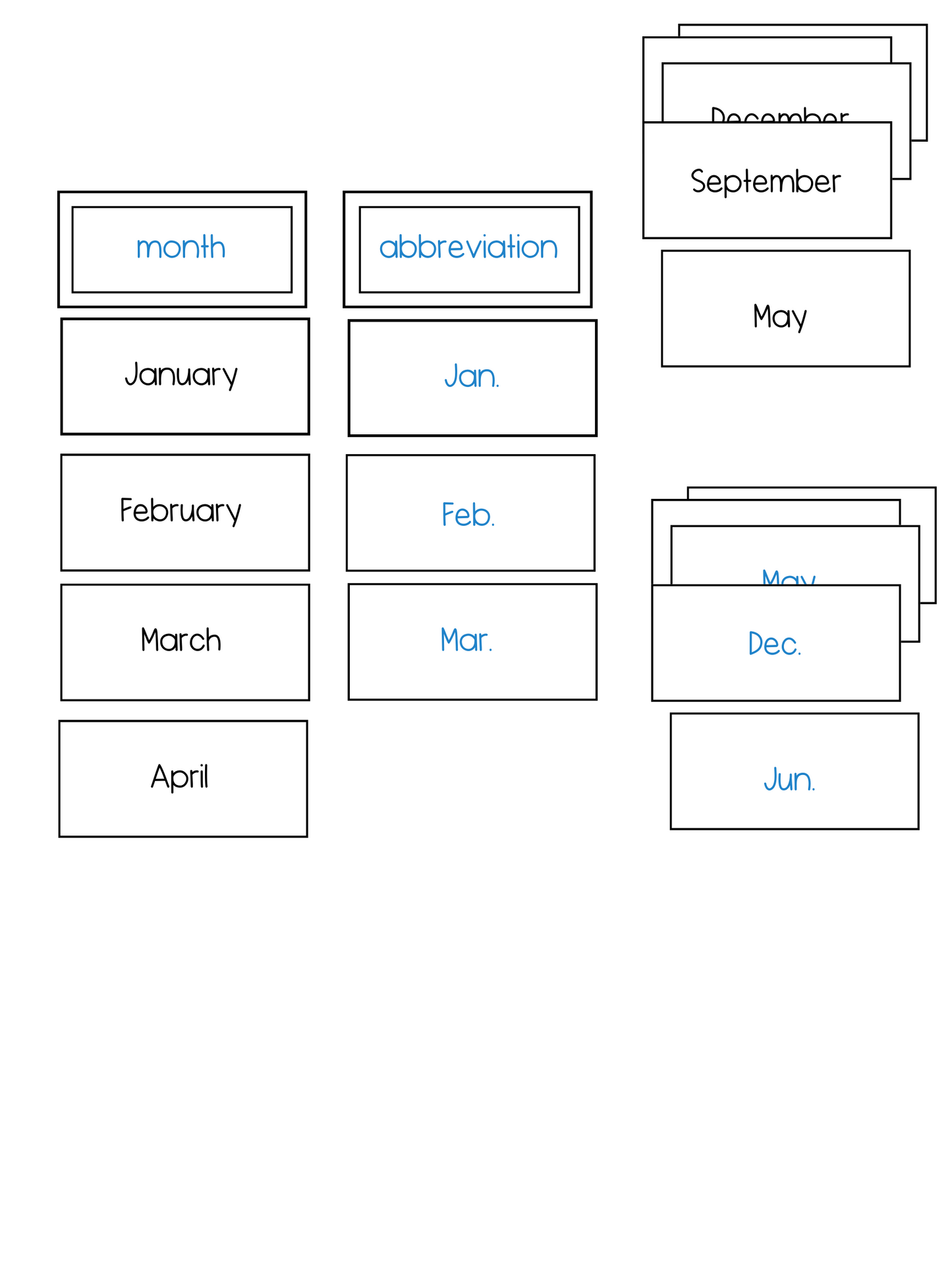 Month/Day of the Week Abbreviation Activity Cards