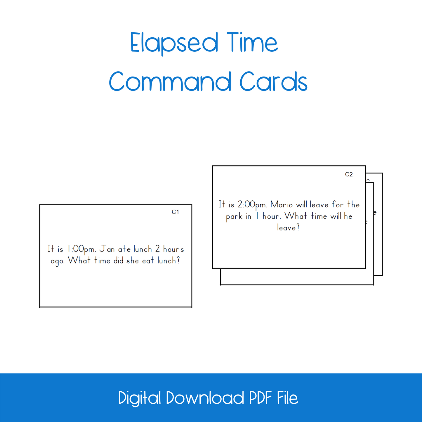 Elapsed Time on the Hour Command Set (Word Problems)