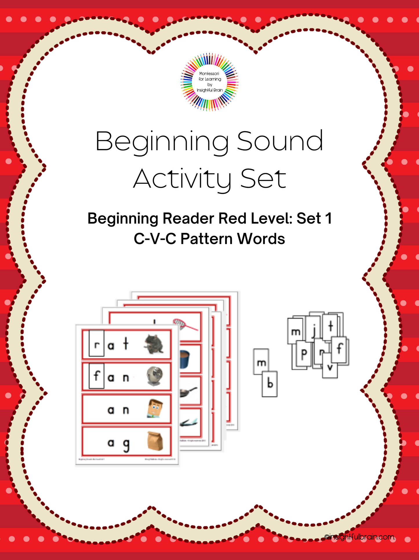 Red Level C-V-C Pattern Beginning Sound Activity Card Set 1