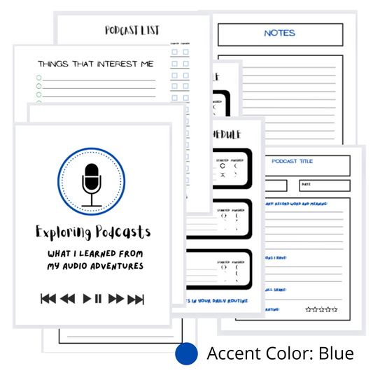 BLUE: My Podcast Journal  (PDF Digital Download File)