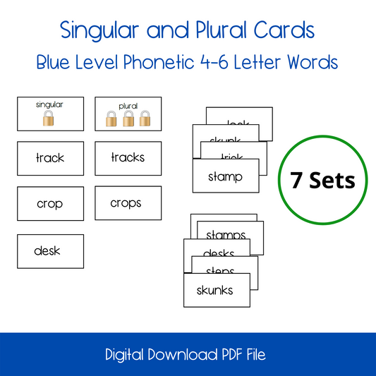 Printable Singular and Plural Activity, printable Montessori Printable Singular and Plural Activity, printable Phonetic Singular and Plural  game activity, Printable homeschool Phonetic Singular and Plural Activity, Printable montessoriPhonetic Reading Sounds Activity, printable Phonetic reading activity, printable ESL activity