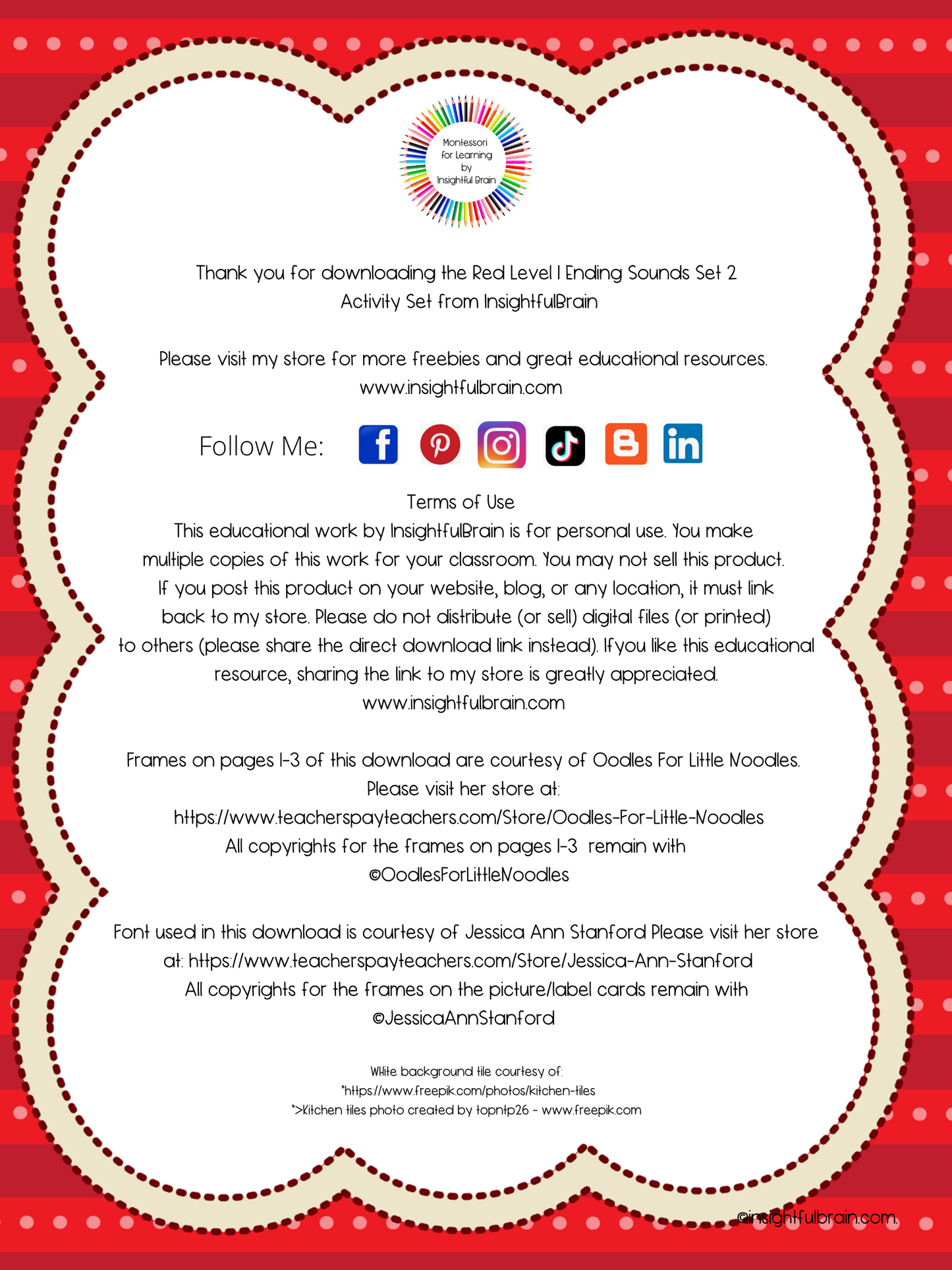 Red Level C-V-C Pattern Ending Sound Activity Card Set 2