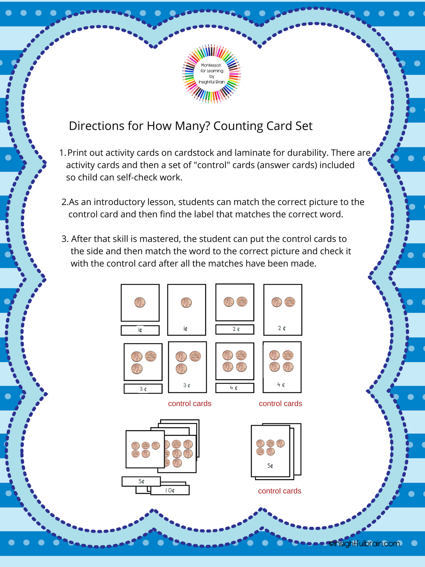 How Many? Counting 1-10 With Pennies Activity Set