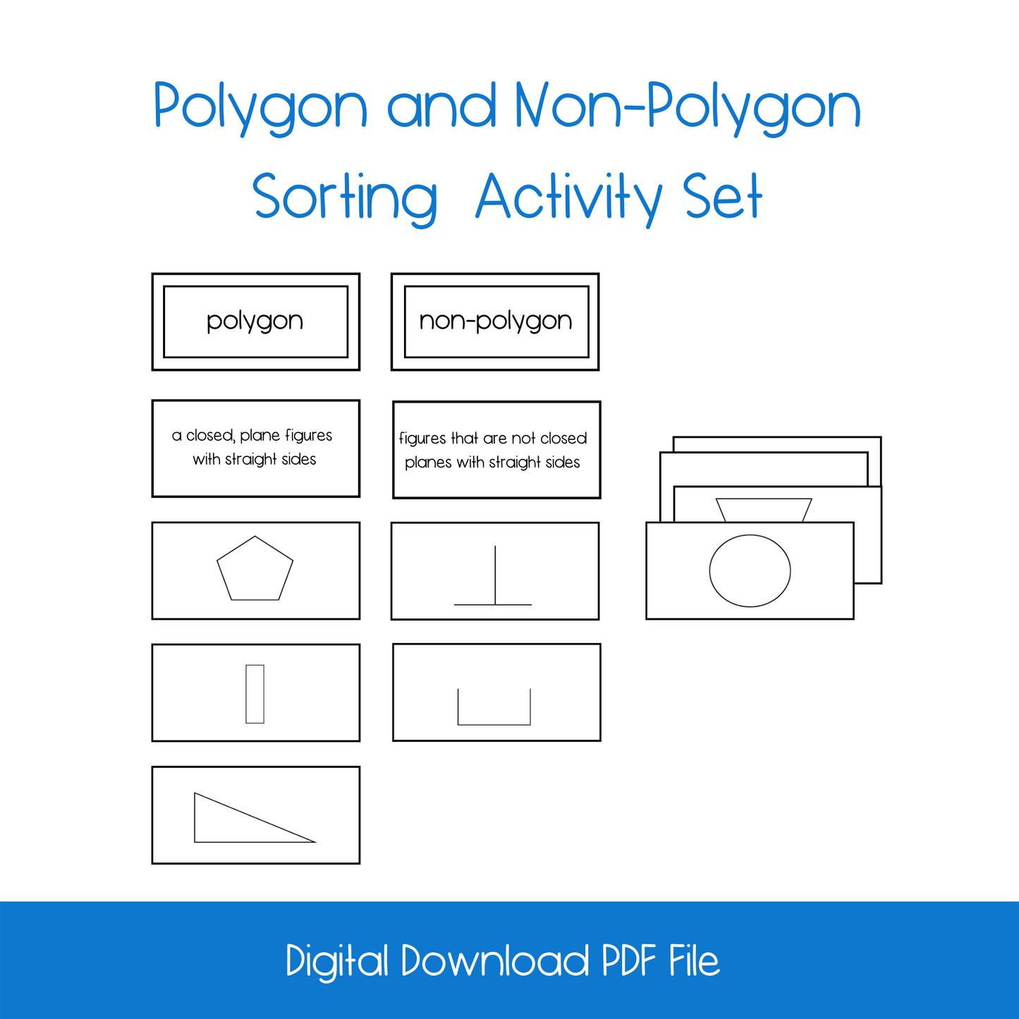 printable polygon sorting activity set, montessori printable geometry activity lesson, montessori printable polygon activity lesson, homeschool, unschool