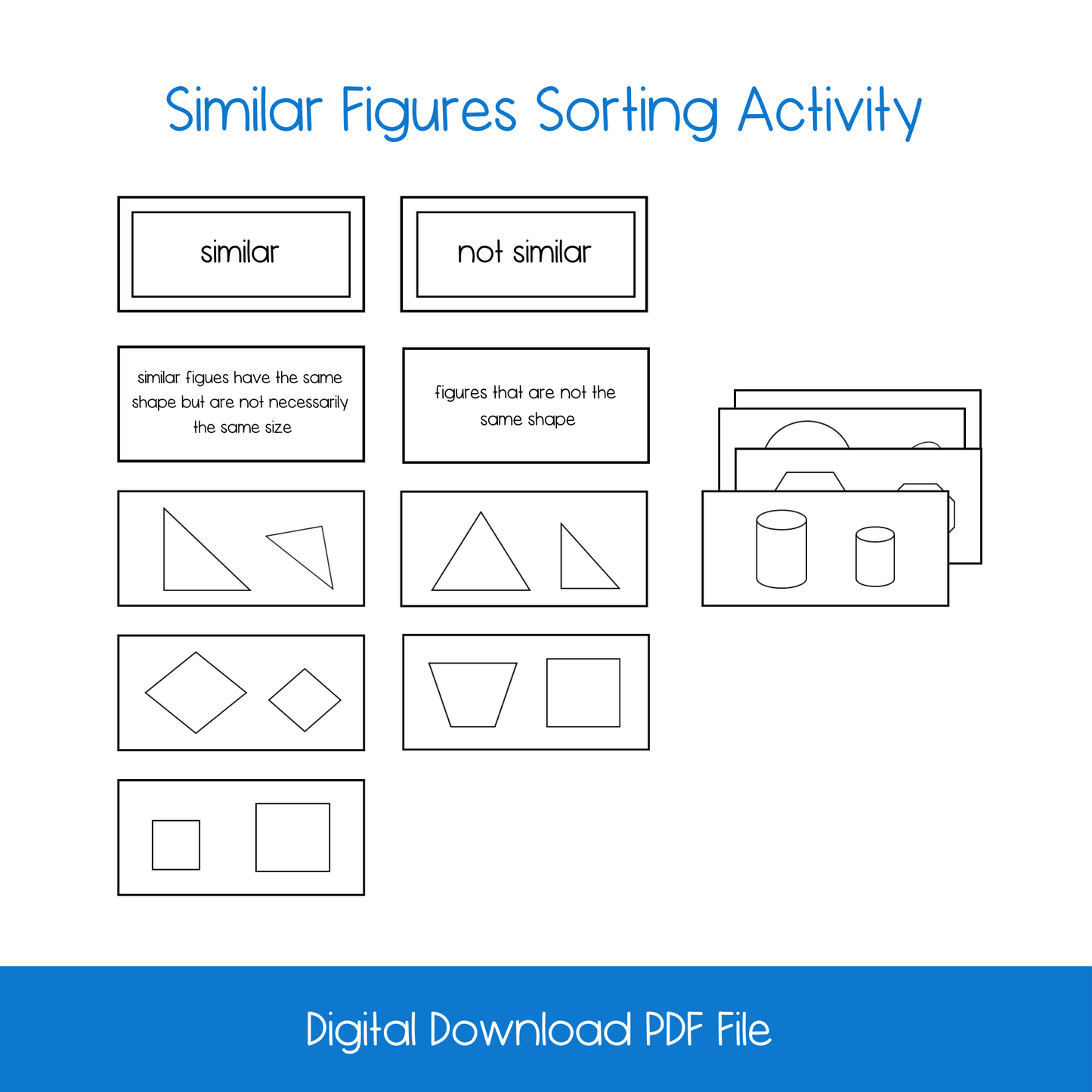 Similar Figures Sorting Cards Activity Set