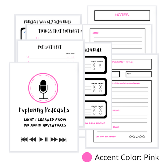 PINK: My Podcast Journal  (PDF Digital Download File)