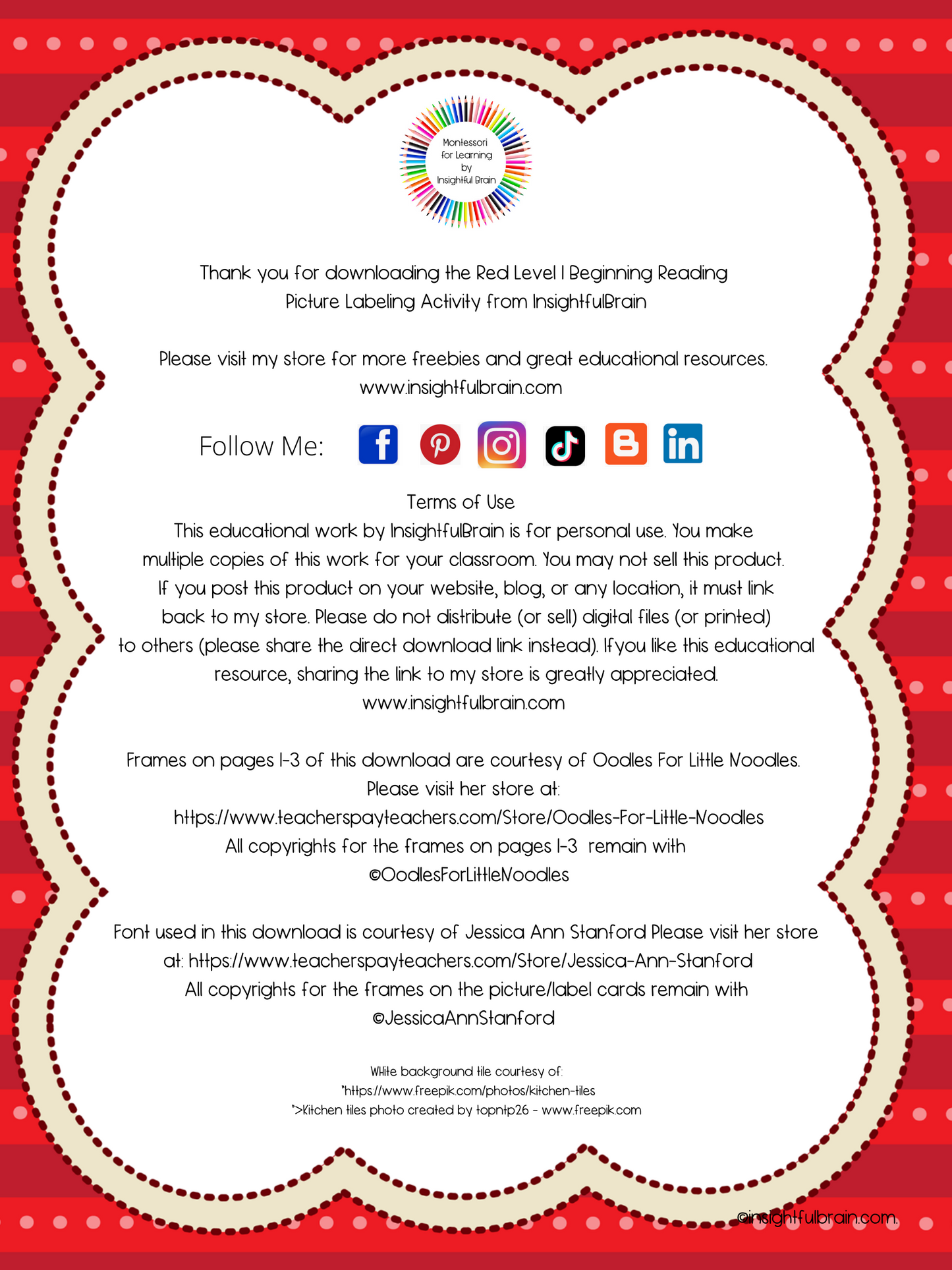 Red Level C-V-C Pattern Picture Labeling Card Set 1