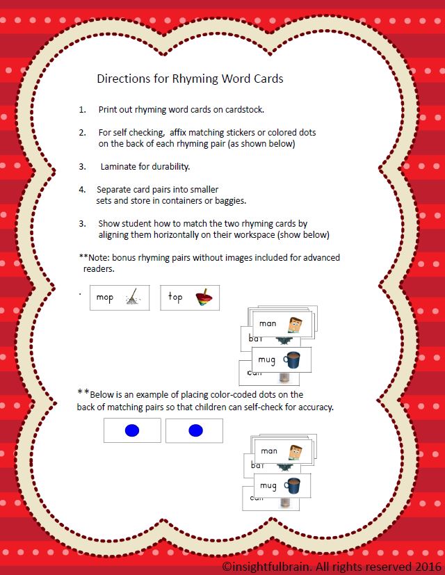 Red Level C-V-C Pattern Rhyming Word Set