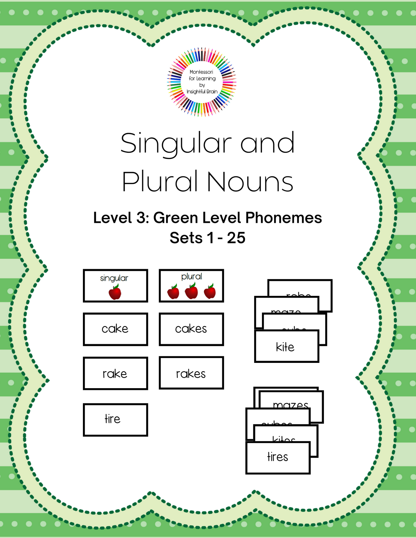 Singular and Plural Cards (Green Level 3: Words Containing Phonemes)