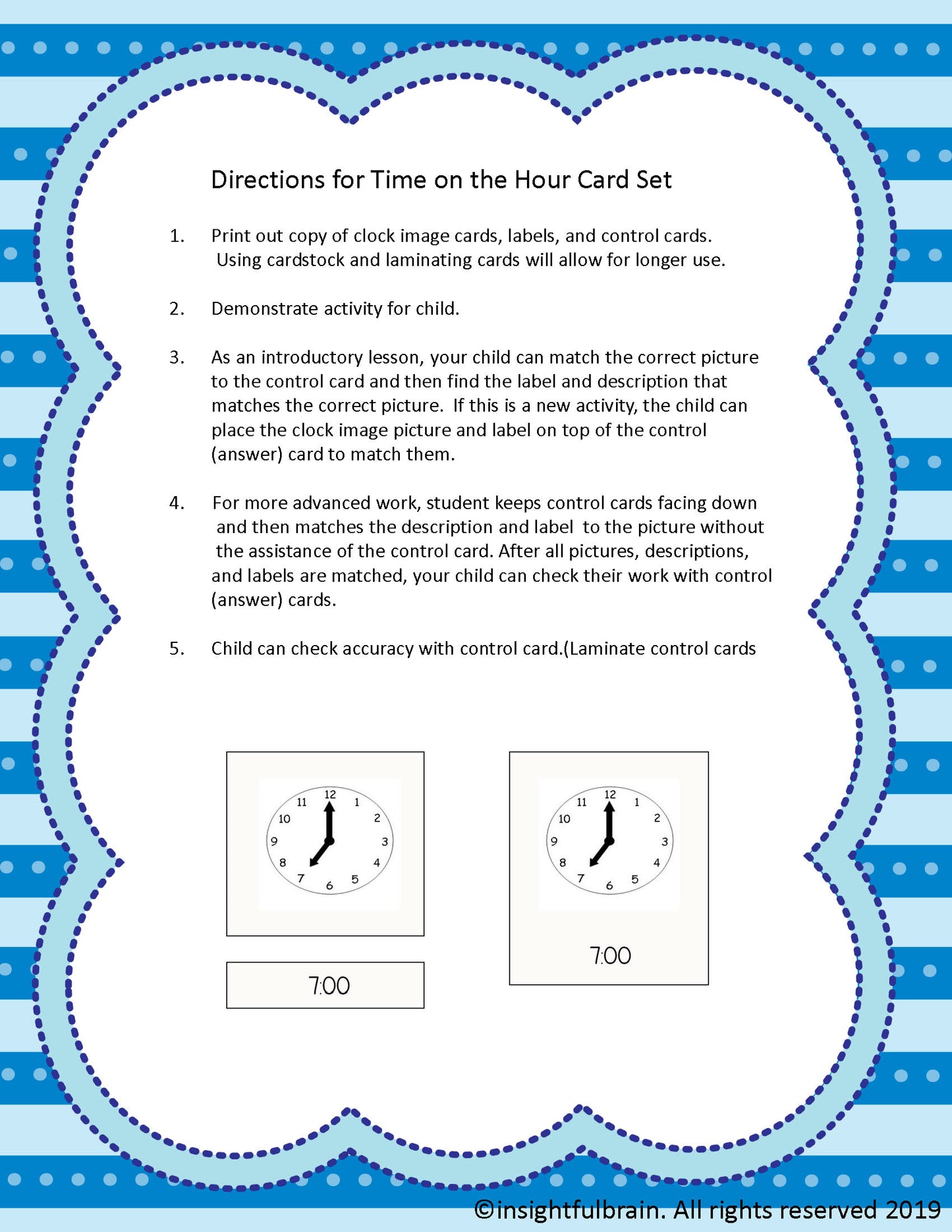 Time on the Hour Card Set