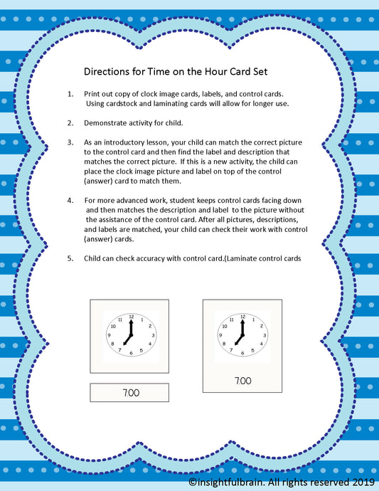 Time on the Hour Card Set