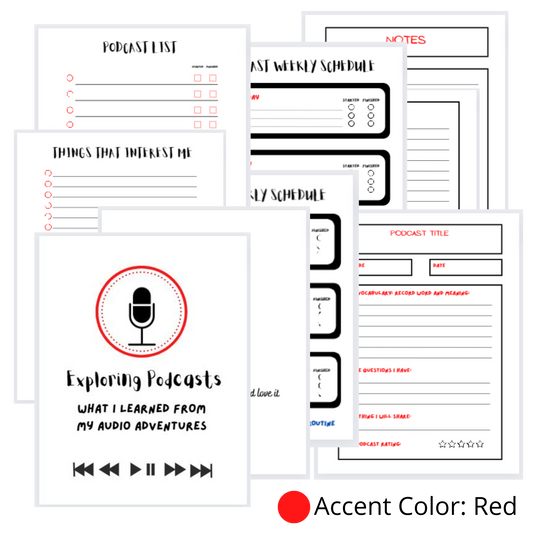 RED: My Podcast Journal  (PDF Digital Download File)