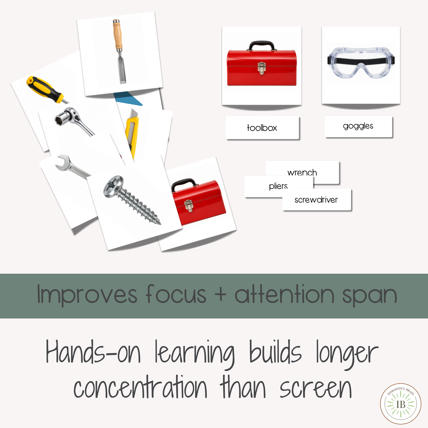 Tool Nomenclature Cards | Montessori  3-Part Cards | 43 Tools | Printable PDF Cards | Ages 3–6