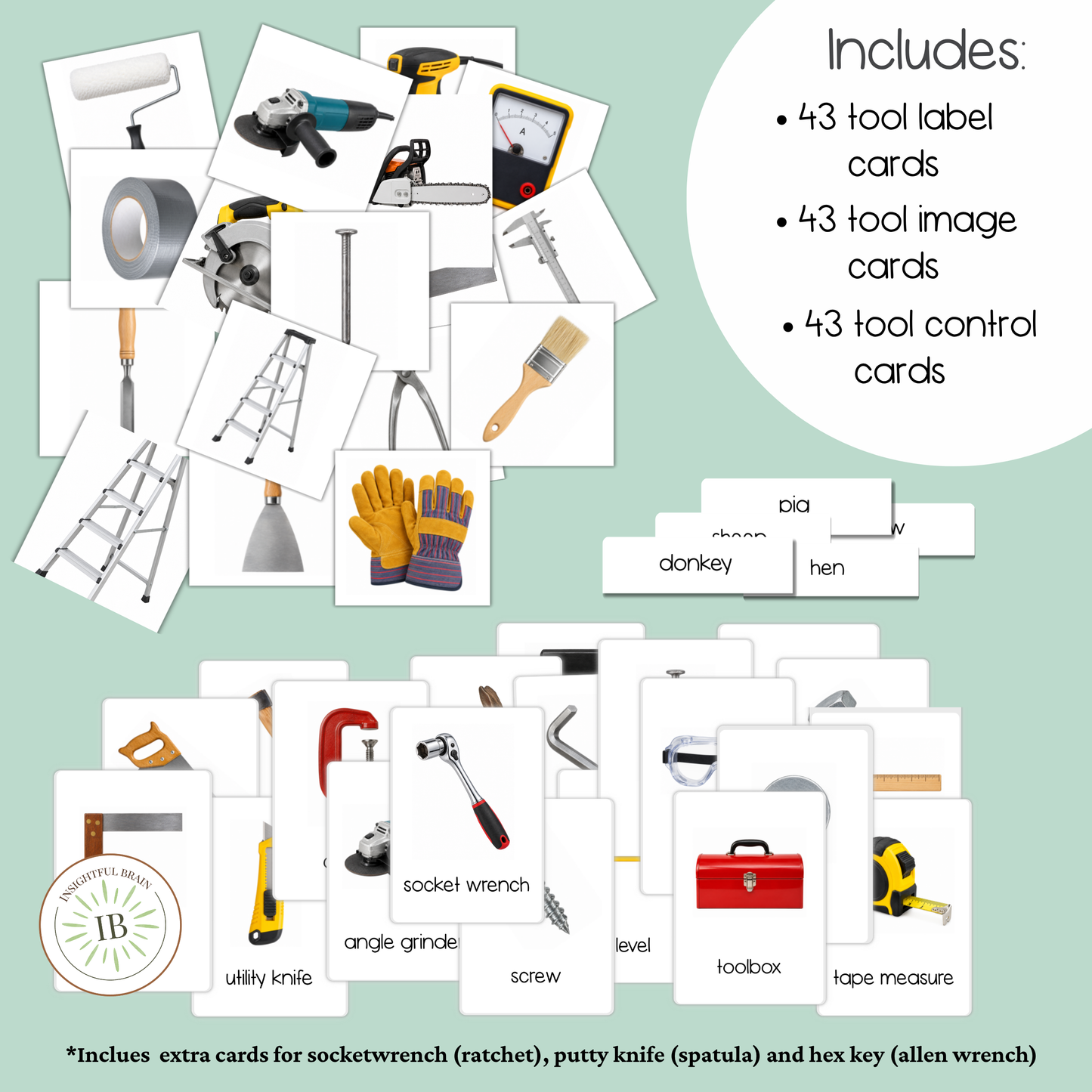Tool Nomenclature Cards | Montessori  3-Part Cards | 43 Tools | Printable PDF Cards | Ages 3–6