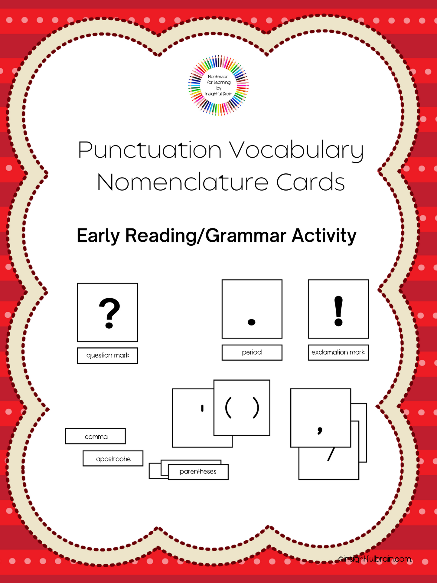 Punctuation Nomenclature Cards Grammar Activity (PDF Downlaod)