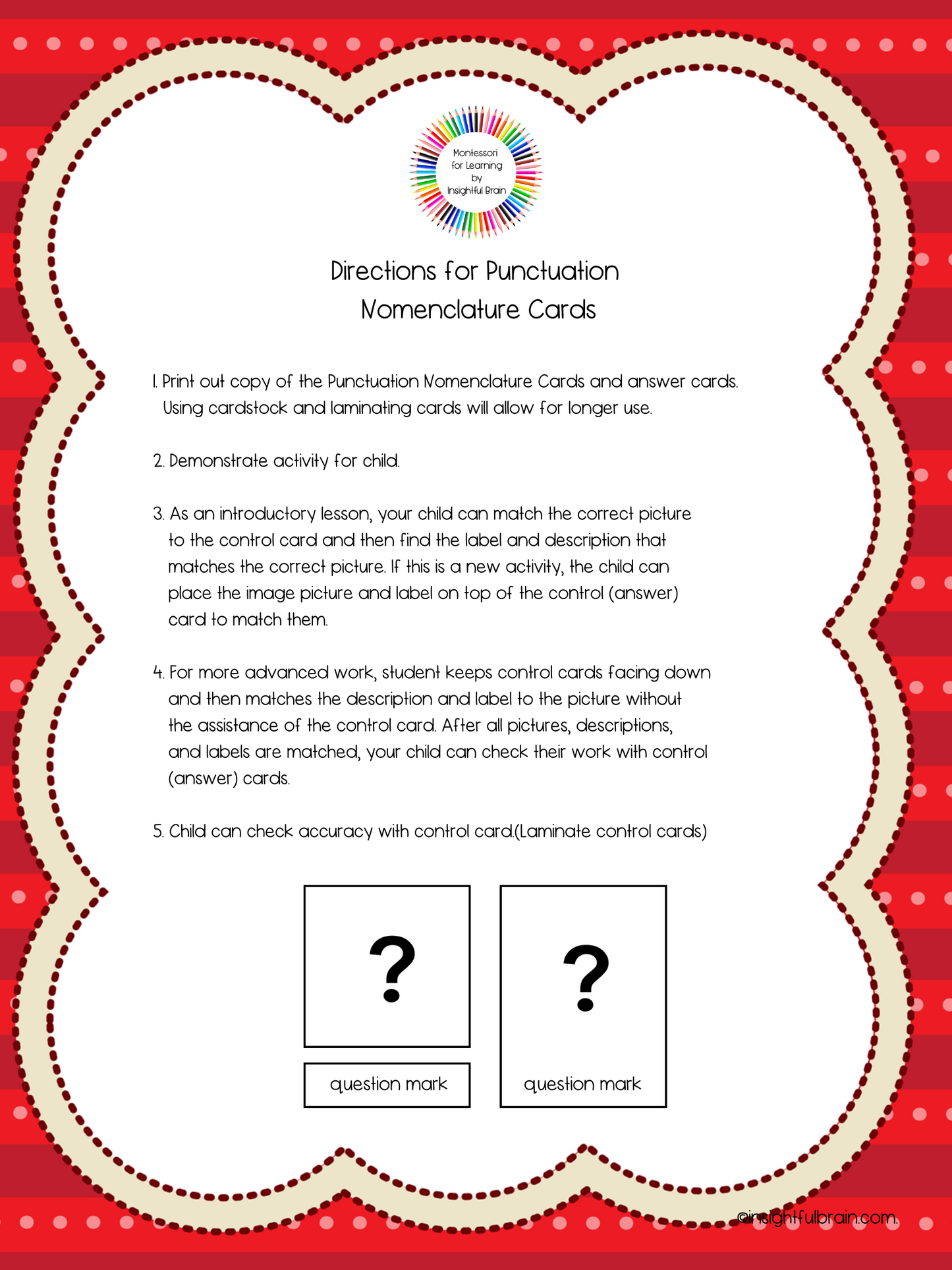 Punctuation Nomenclature Cards Grammar Activity (PDF Downlaod)