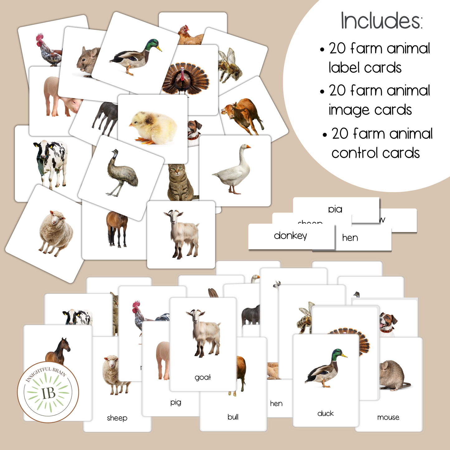montessori animal matching printable 