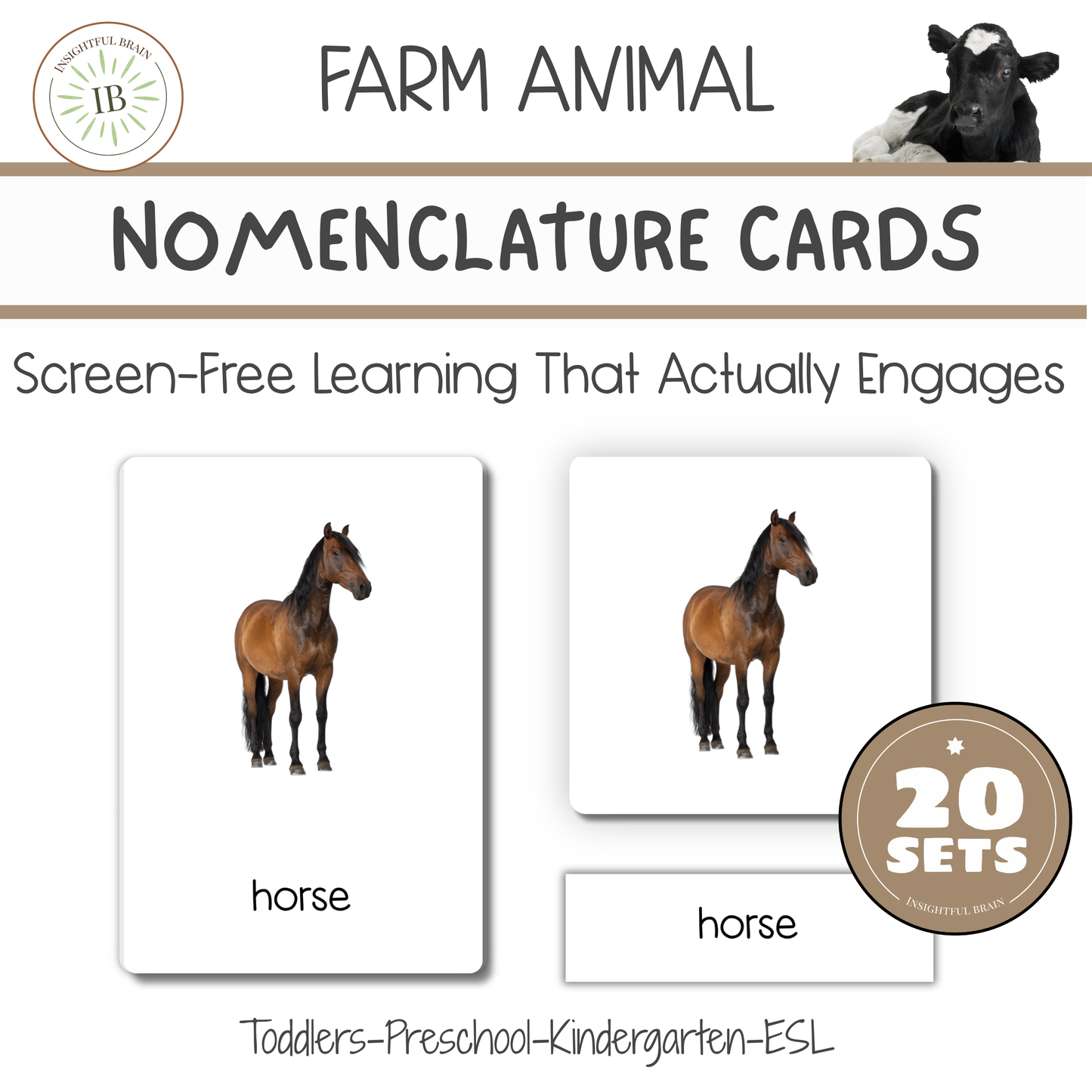 printable farm animal montessori cards 