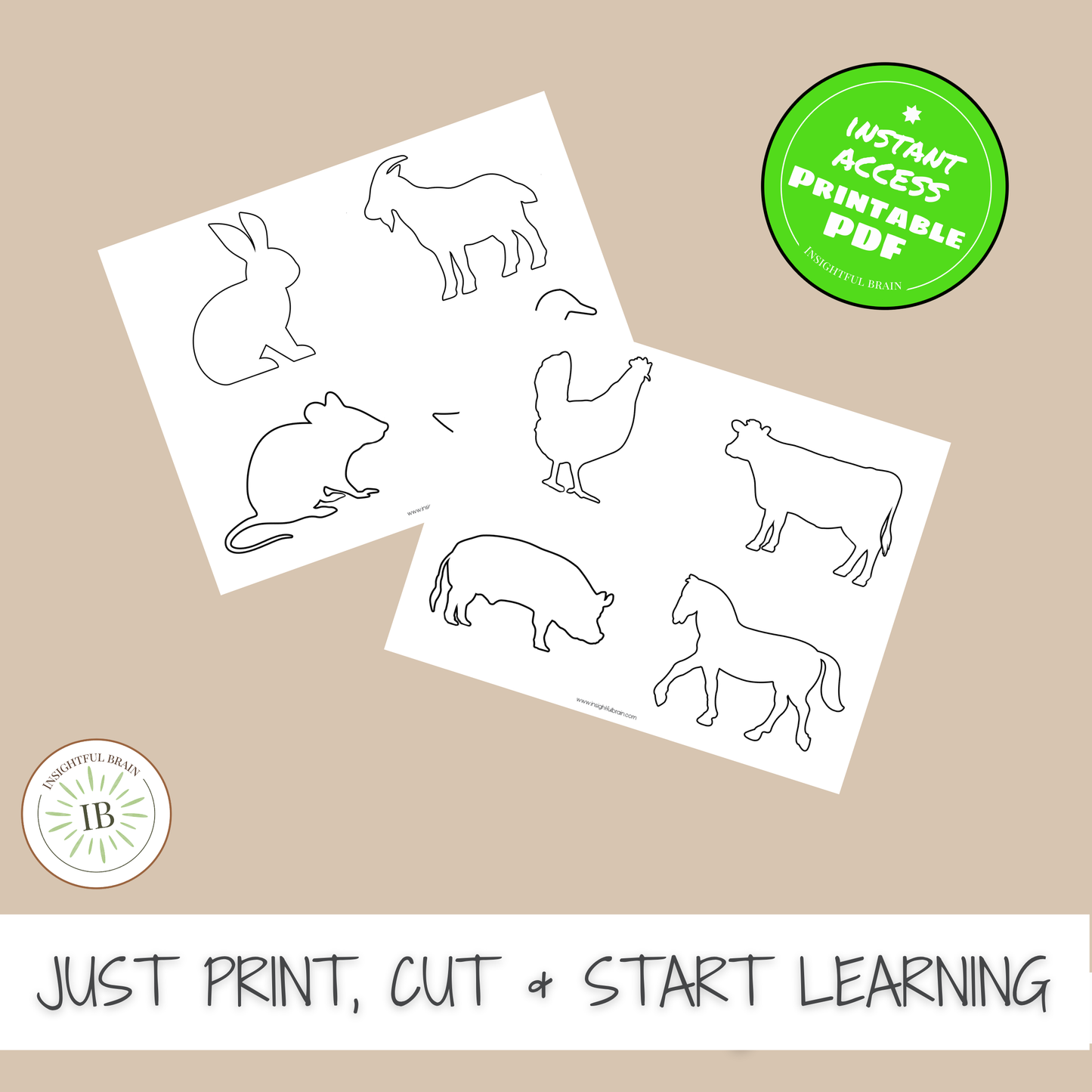Farm Animal Pushpin Poke Cards | Printable Montessori-Inspired Preschool Activity | Fine Motor Skills Practice