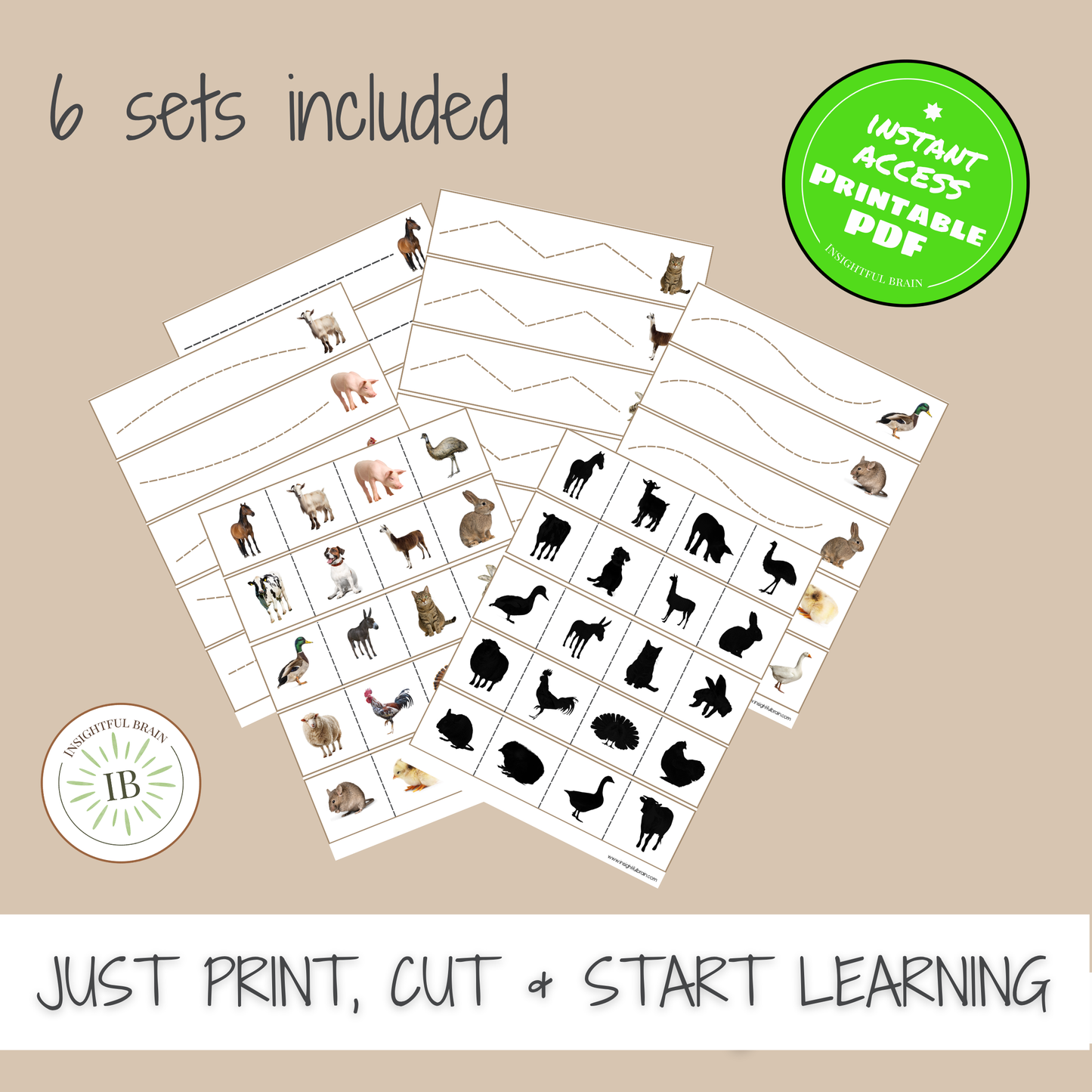 Farm Animal Scissor Work Cutting Strips | Printable Montessori-Inspired Preschool Activity | Fine Motor Skills Practice
