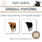 shadow matching,farm animal printable, 
preschool activity, Montessori shadow matching cards, farm animal printable