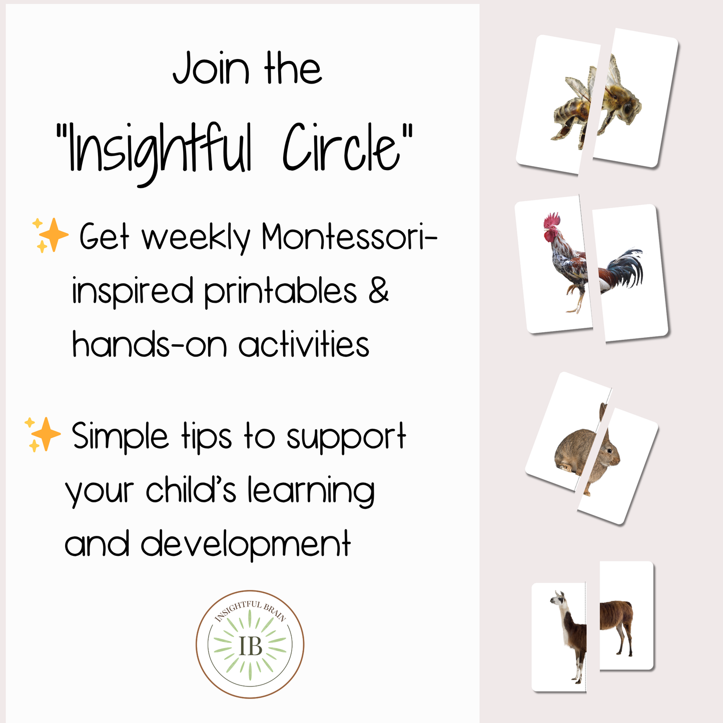 Farm Animal 2-Piece Puzzle Cards | Printable Montessori-Inspired Preschool Activity | Matching & Early Learning