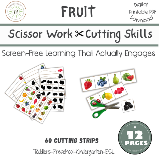 Montessori Scissor Work Printable | Preschool Cutting Practice | Homeschool Fine Motor Skills Activity | Toddler Cutting Strips