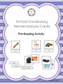 School Vocabulary Nomenclature Cards