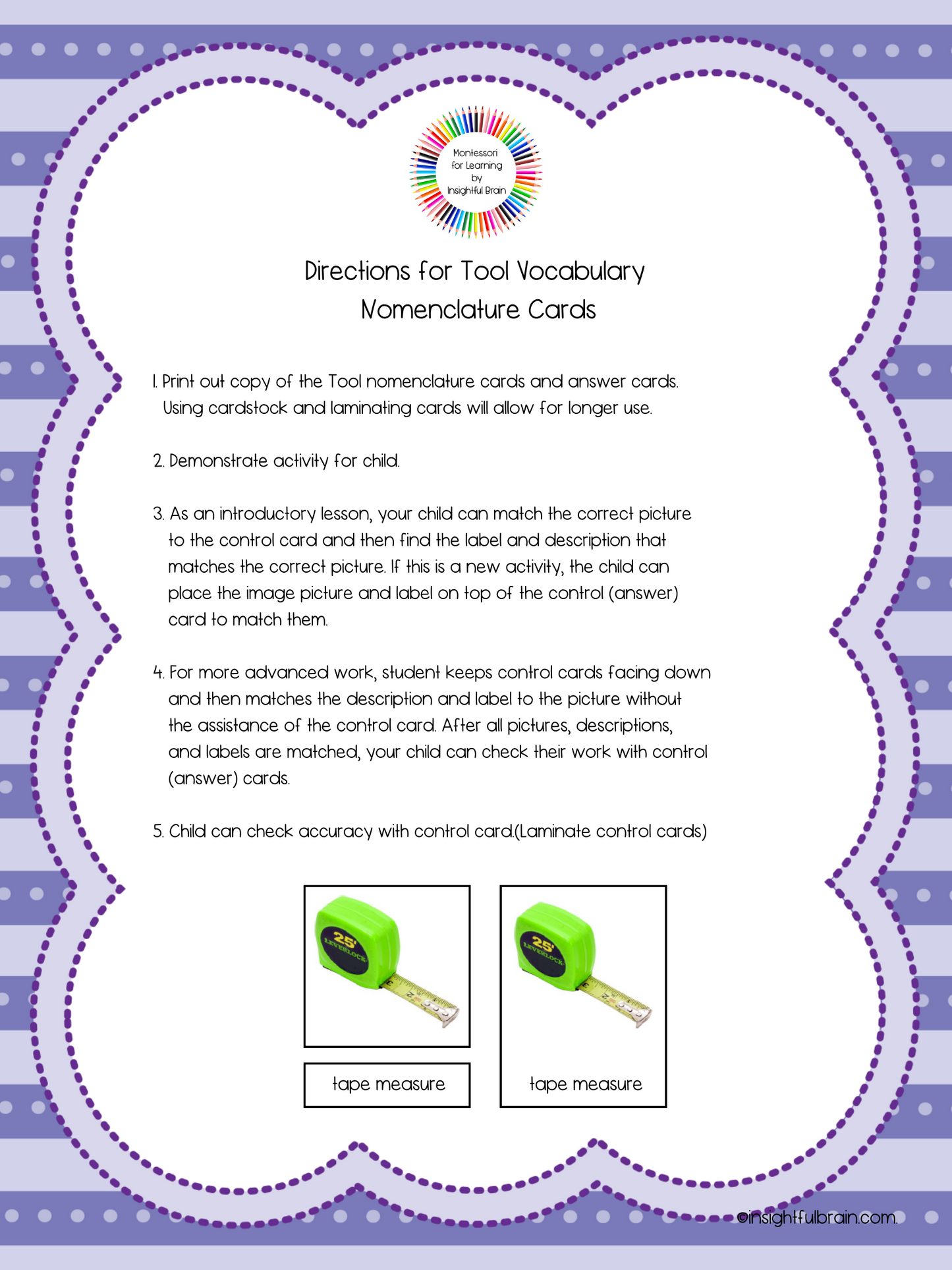 Tool Vocabulary Nomenclature Cards