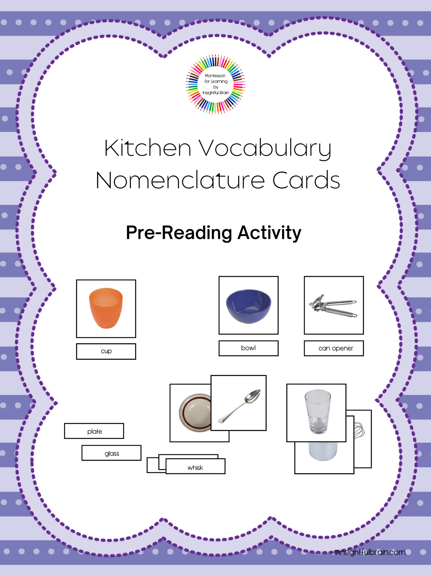 Kitchen Vocabulary Nomenclature Cards