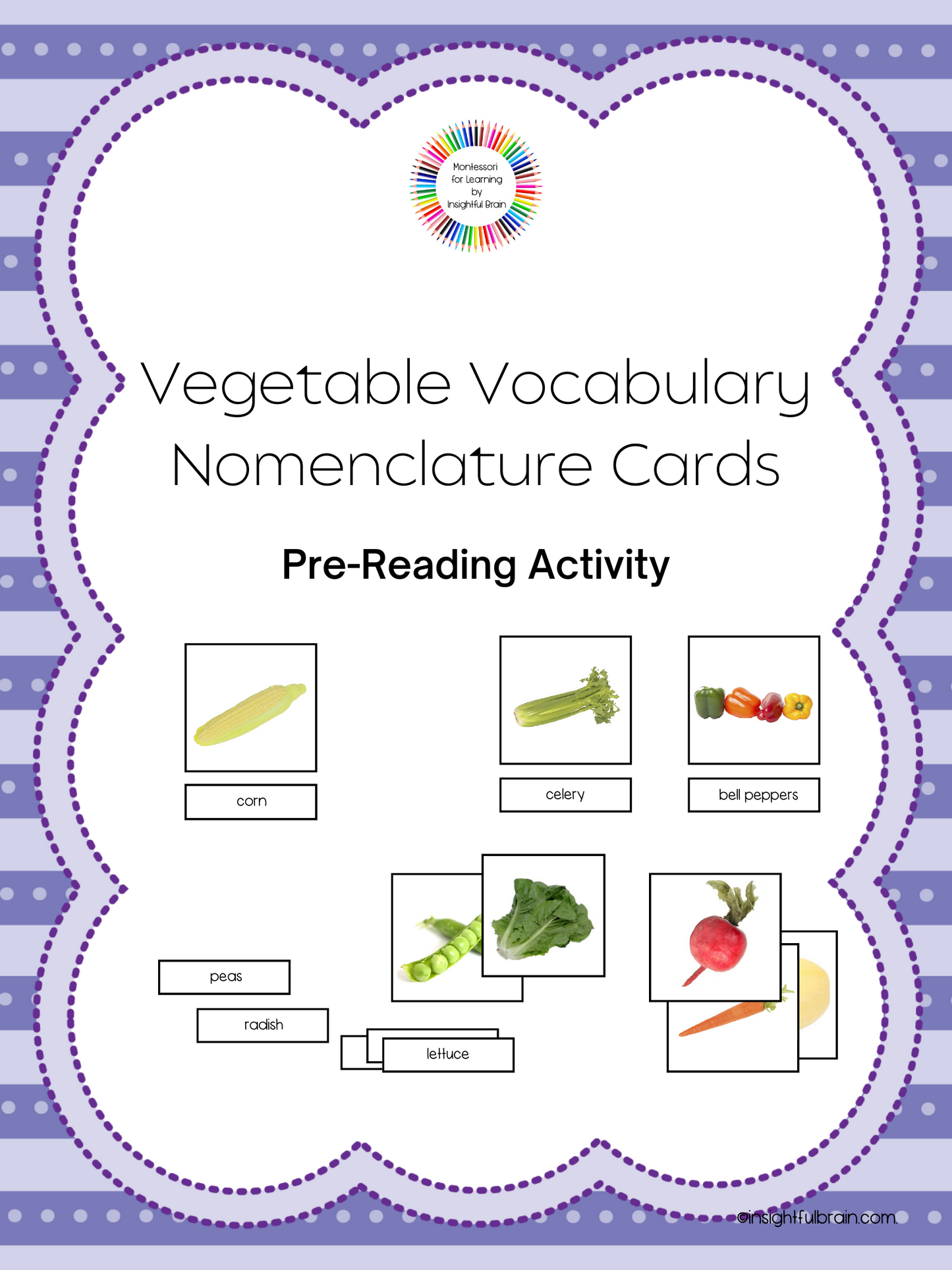 Vegetable Vocabulary Nomenclature Cards