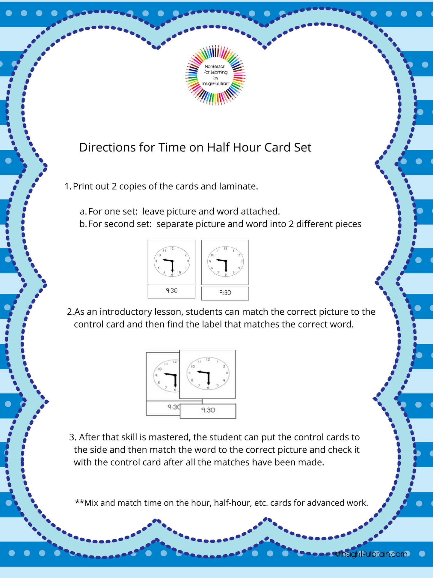 Time on the Half Hour Card Set