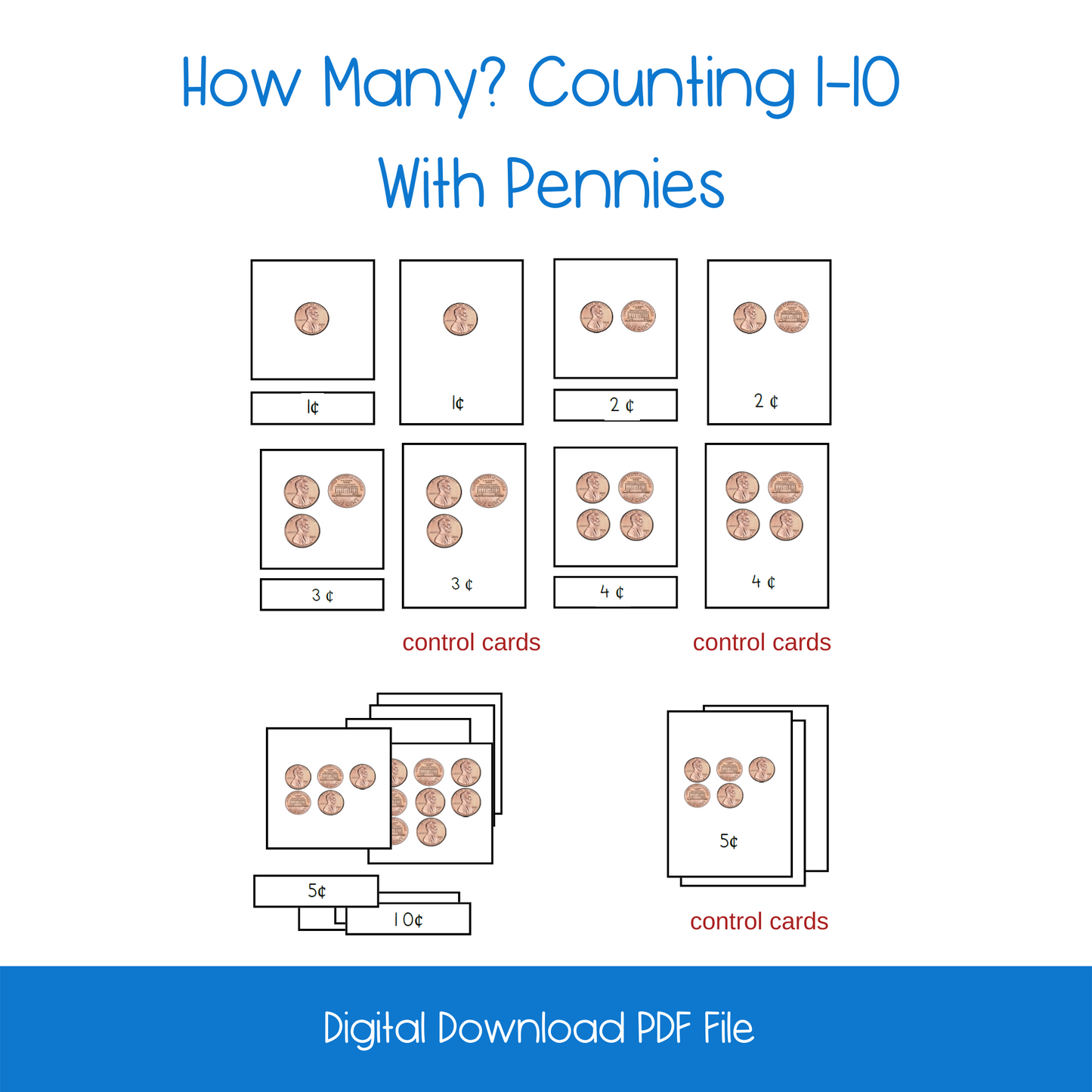 How Many? Counting 1-10 With Pennies Activity Set