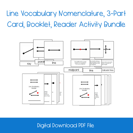 Line Vocabulary Nomenclature, 3-Part Card, Booklet, Reader Activity Bundle