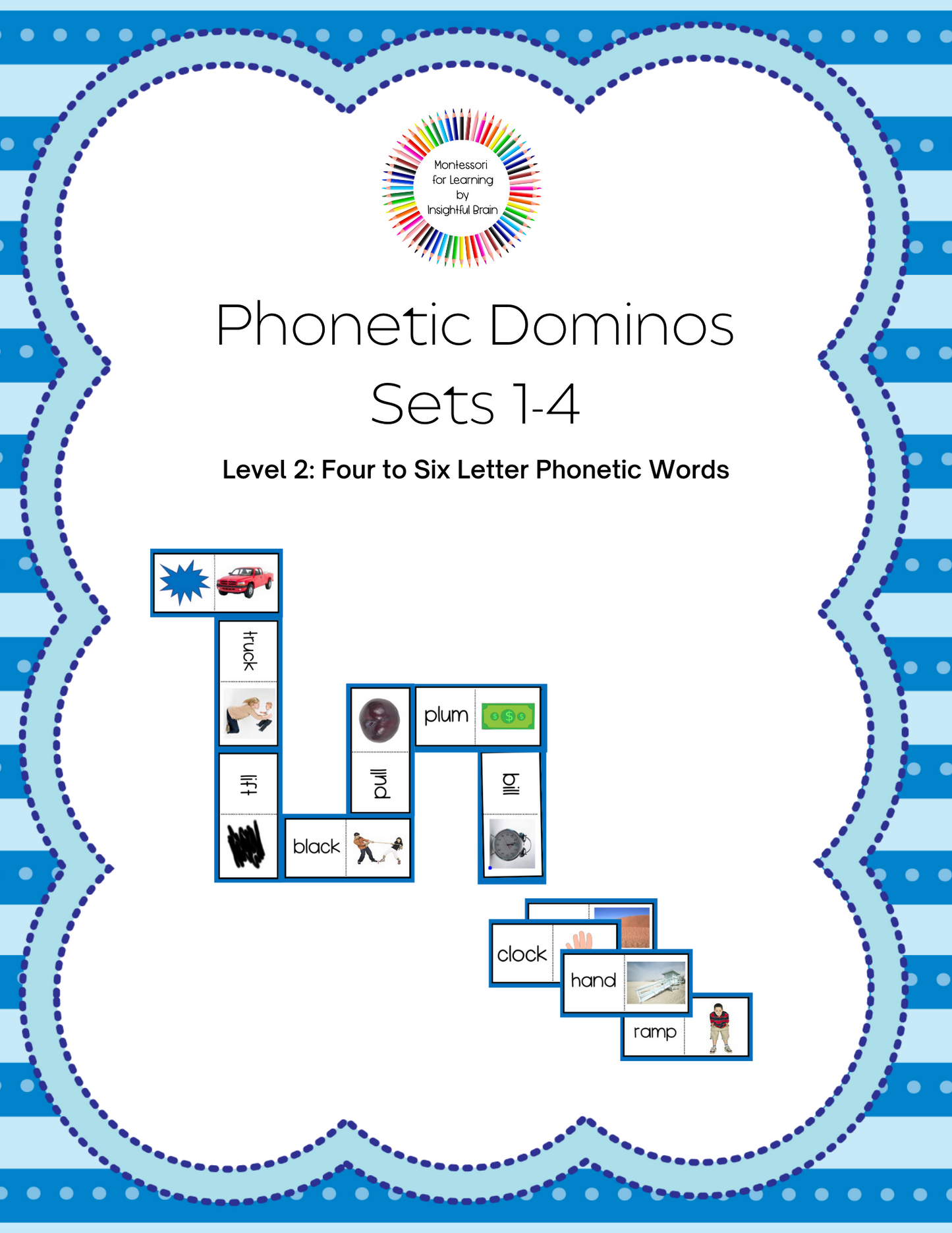 Blue Level Phonetic Domino Reading Sets 1- 4 (Four to Six Letter Phonetic Words)