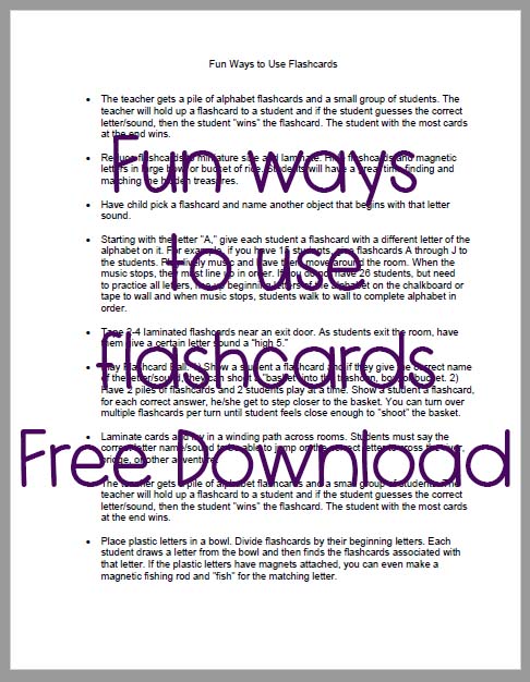 Fun Ways to Use Flashcards- FREE DOWNLOAD