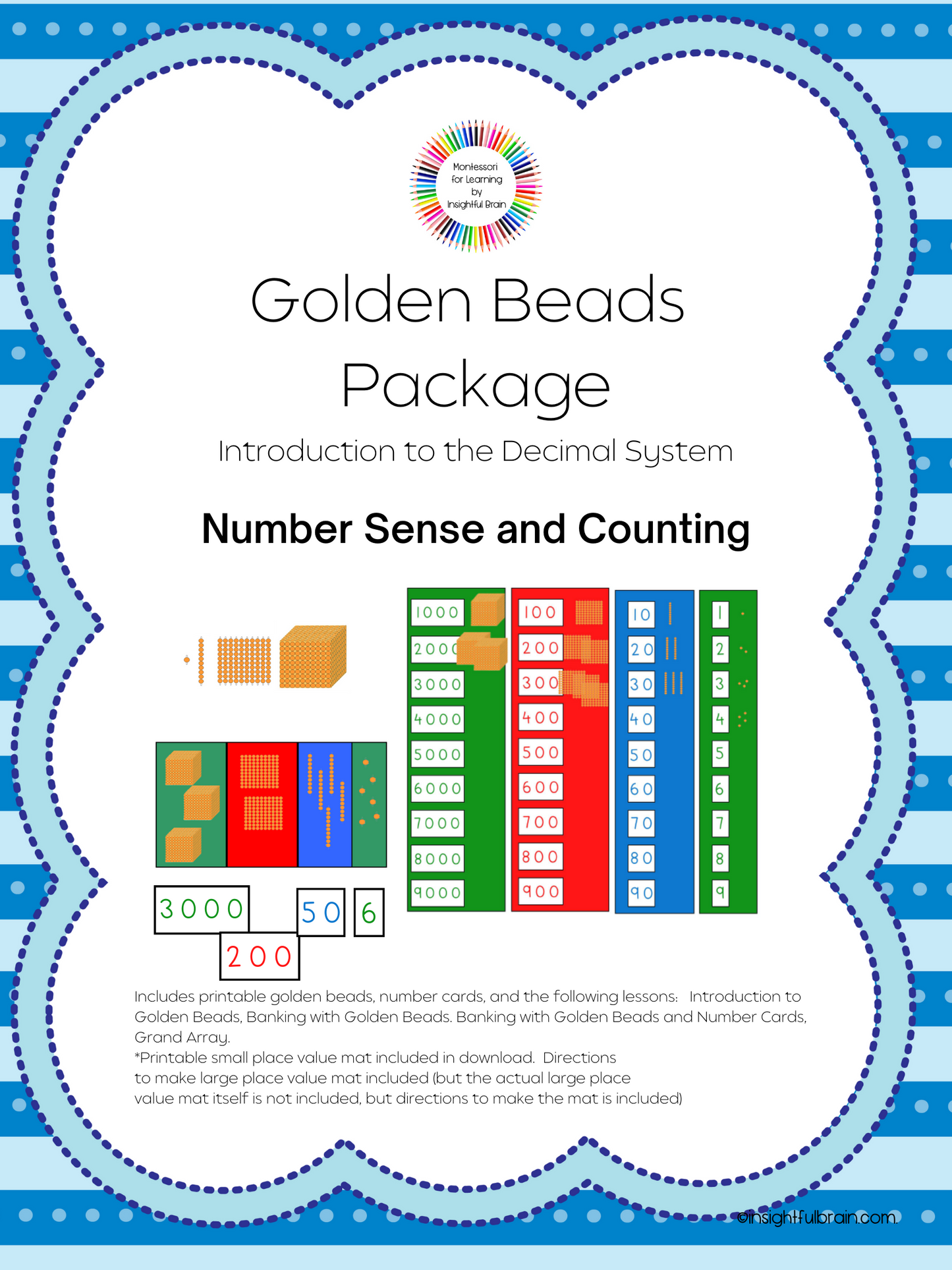 Golden Bead Number Sense Activity Package