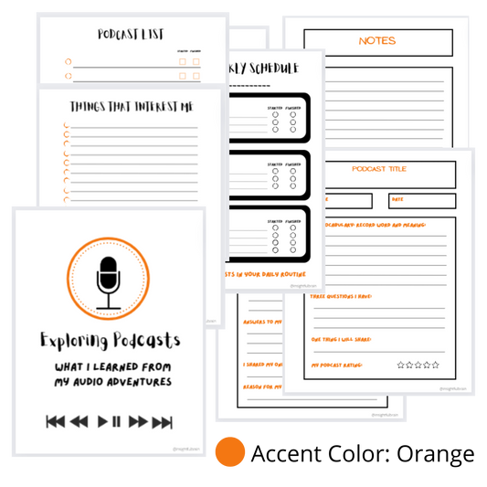 Orange: My Podcast Journal  (PDF Digital Download File)