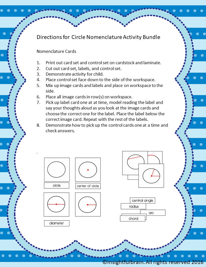 Circle Nomenclature, 3-Part Card, Booklet, Reader Activity Bundle