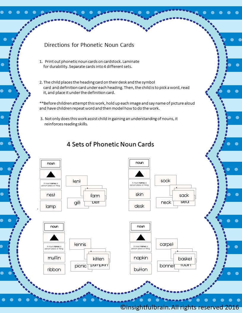 Phonetic Noun Cards - Blue Level  (4 sets in Activity)