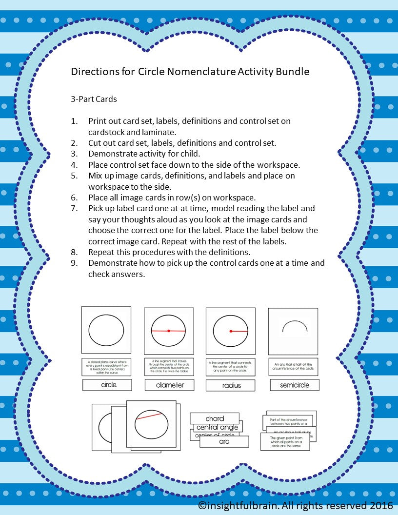 Circle Nomenclature, 3-Part Card, Booklet, Reader Activity Bundle