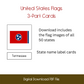 United States Flags 3-Part Cards